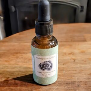 A bottle containing Turkey Tail tincture