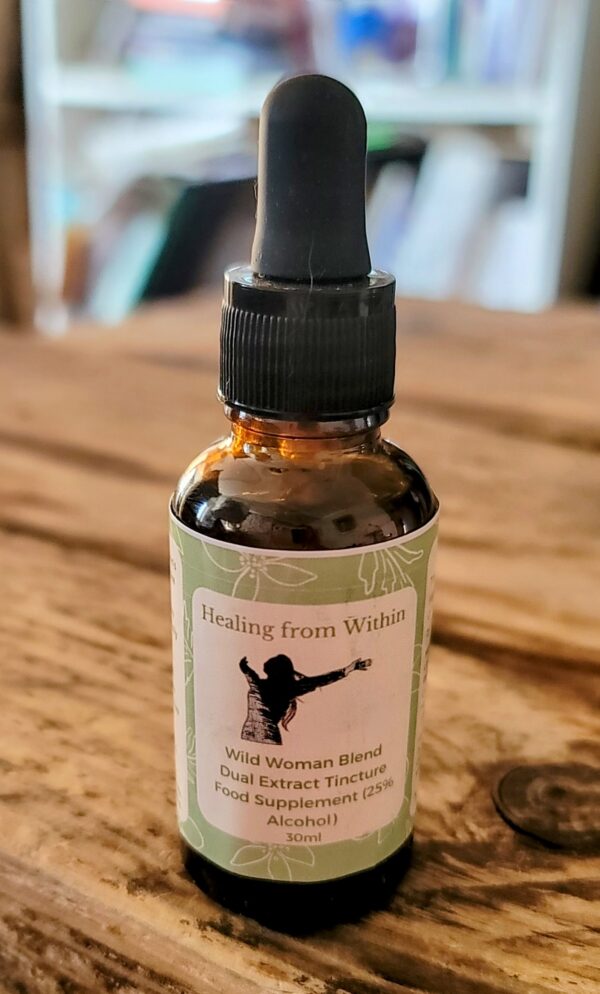 a bottle of the Wild Women Mushroom Blend for Menopause support